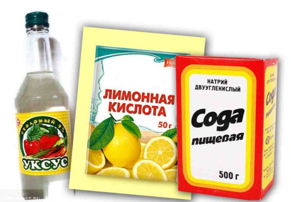 Уксус, лимонная кислота и сода